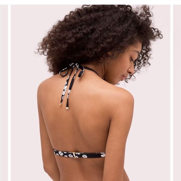 NWT Kate Spade Flower Triangle Bikini Top Black White NWT SIZE Small - Picture 2 of 5